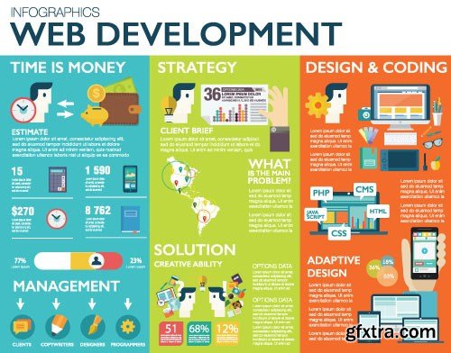 Flat Infographics Templates, 25x EPS