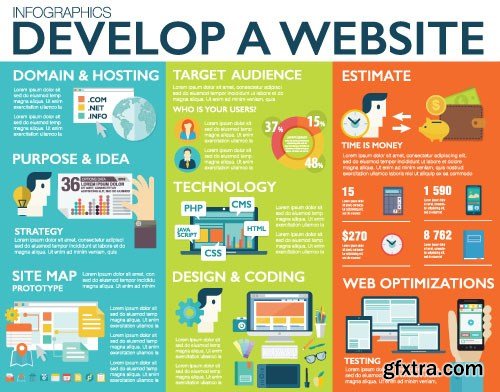 Flat Infographics Templates, 25x EPS