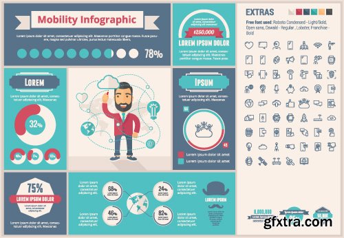 Outline icons and infographics vector