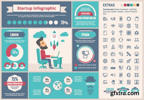 Outline icons and infographics vector