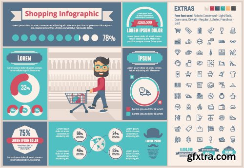 Outline icons and infographics vector