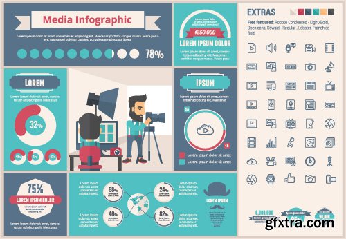 Outline icons and infographics vector