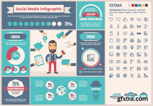 Outline icons and infographics vector