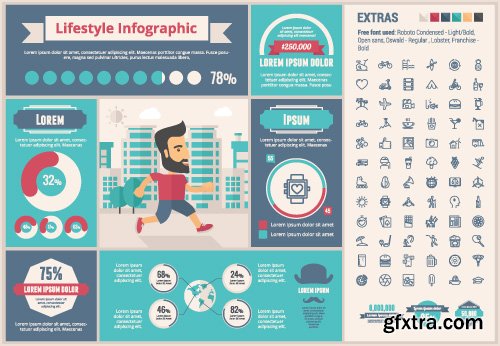 Outline icons and infographics vector