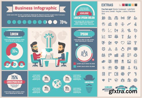 Outline icons and infographics vector