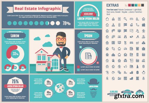 Outline icons and infographics vector