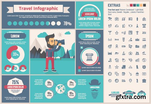 Outline icons and infographics vector