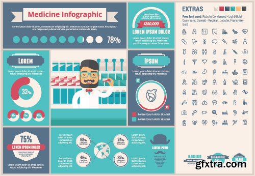 Outline icons and infographics vector