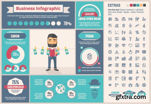 Outline icons and infographics vector