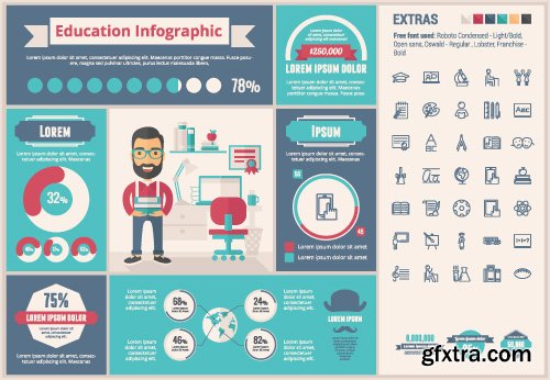 Outline icons and infographics vector