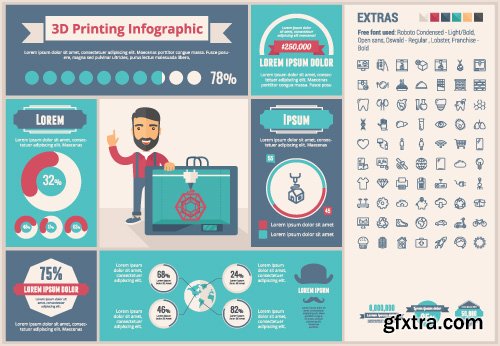 Outline icons and infographics vector