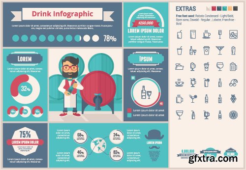 Outline icons and infographics vector