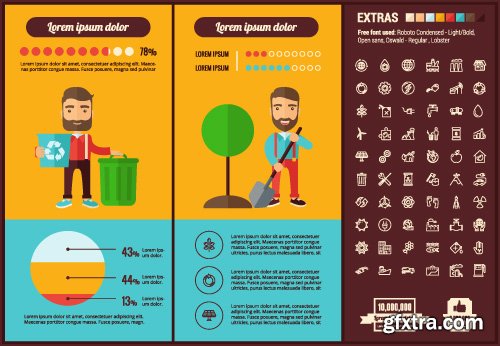 Outline icons and infographics vector