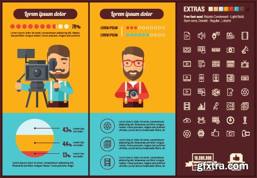 Outline icons and infographics vector