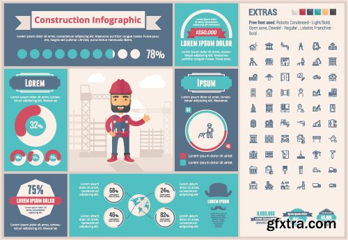 Outline icons and infographics vector