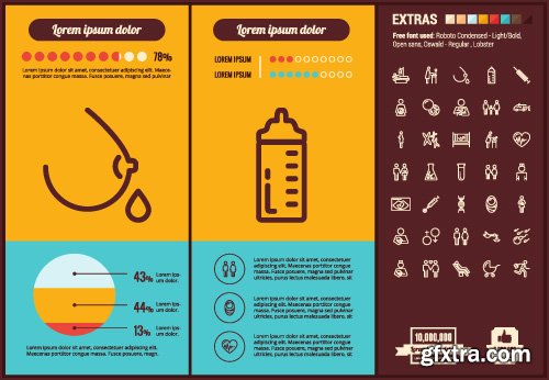 Outline icons and infographics vector