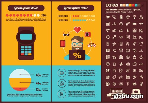 Outline icons and infographics vector