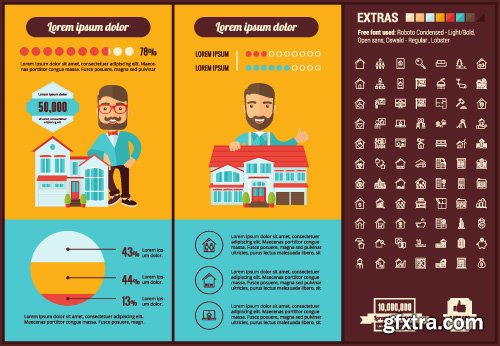 Outline icons and infographics vector