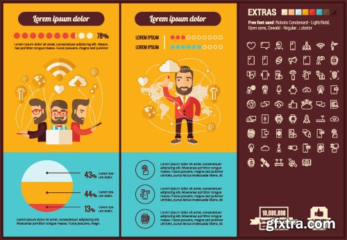 Outline icons and infographics vector