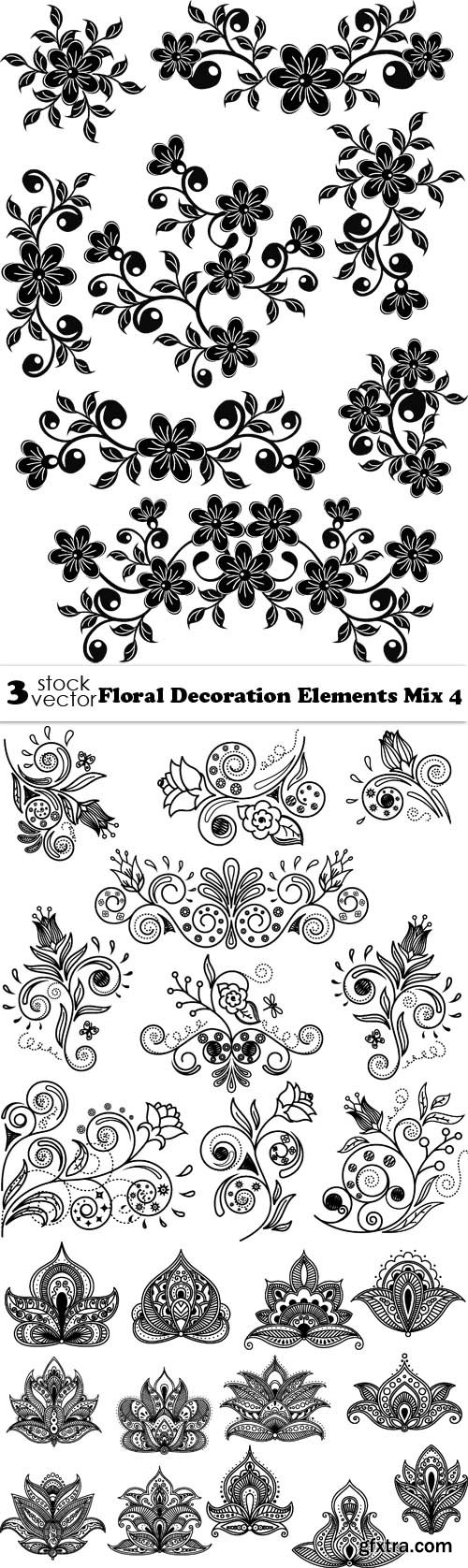 Vectors - Floral Decoration Elements Mix 4