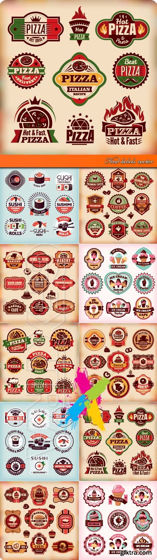 Food labels vector