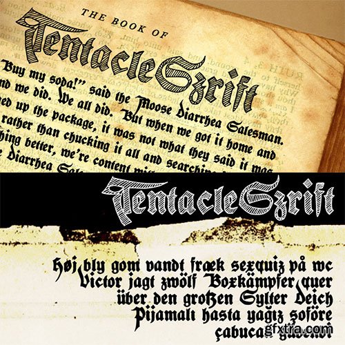 Ttentacle Szrift - Sketch Gothic Tattoo Typeface 2xOTF $26