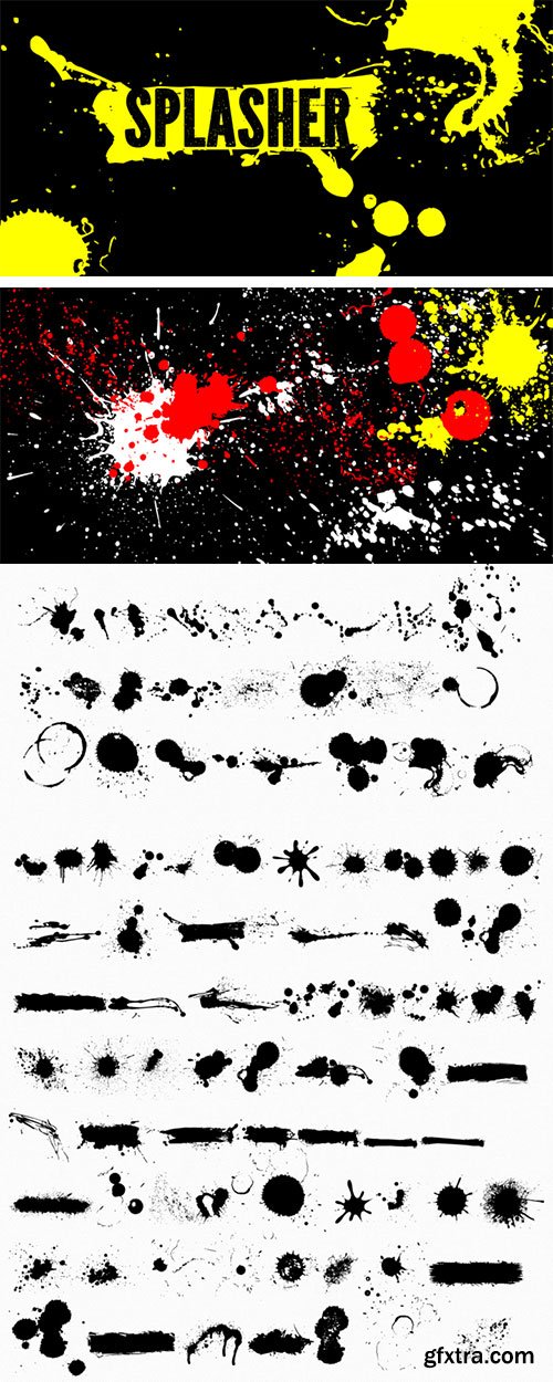 Splasher - 94 Unique Ink, Paint and Coffee Splatters Dingbats OTF $18