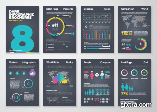 Dark Infographic Brohucres, 11x EPS