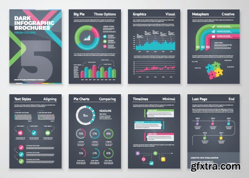 Dark Infographic Brohucres, 11x EPS