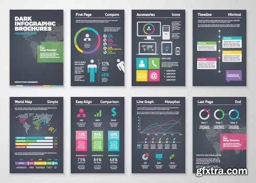 Dark Infographic Brohucres, 11x EPS