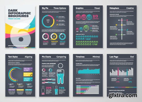 Dark Infographic Brohucres, 11x EPS