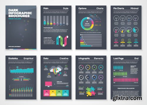 Dark Infographic Brohucres, 11x EPS