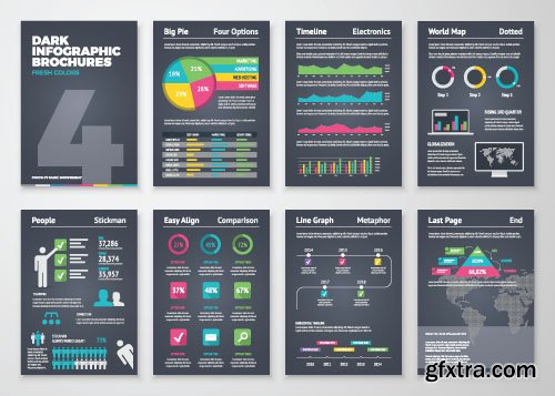 Dark Infographic Brohucres, 11x EPS