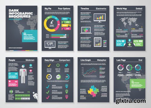 Dark Infographic Brohucres, 11x EPS