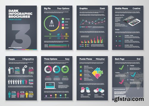 Dark Infographic Brohucres, 11x EPS