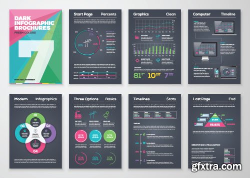 Dark Infographic Brohucres, 11x EPS