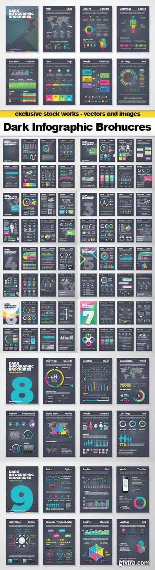 Dark Infographic Brohucres, 11x EPS