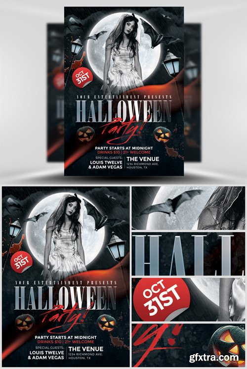 Black Halloween Club Flyer Template