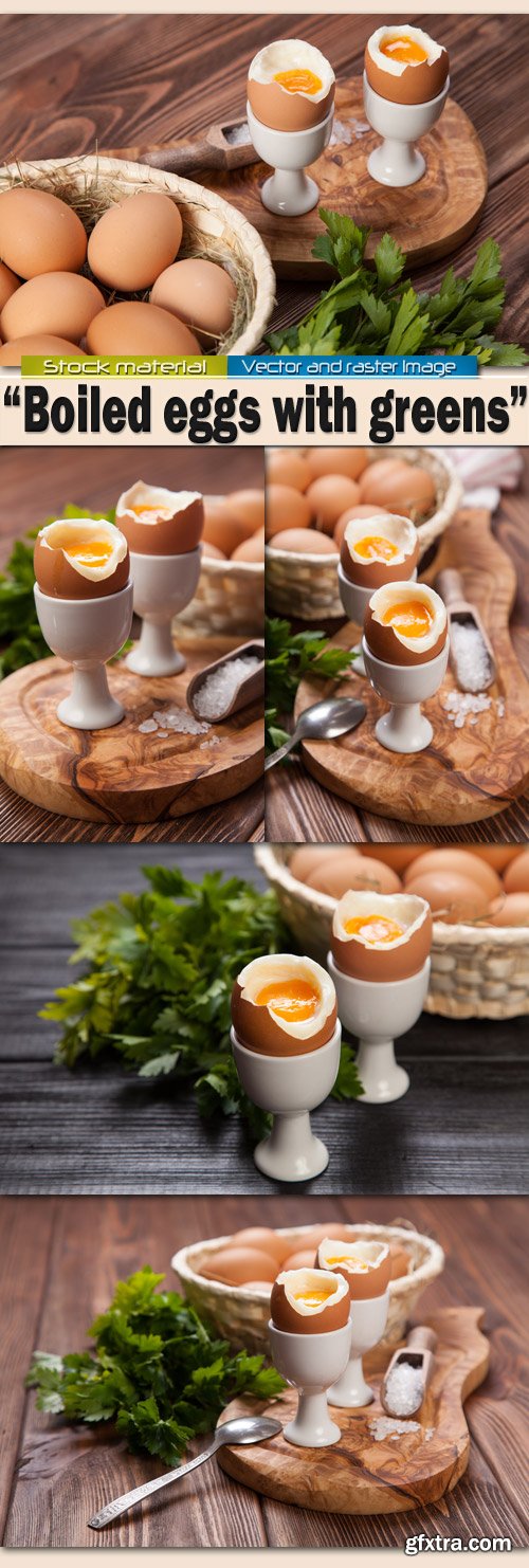 Boiled eggs with greens