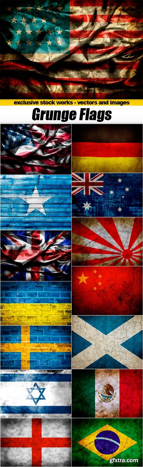 Grunge Flags Collection - 15x JPEGs