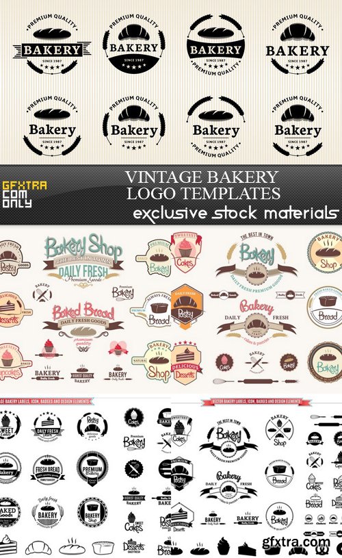 Vintage Bakery Logo Templates - 5xEPS