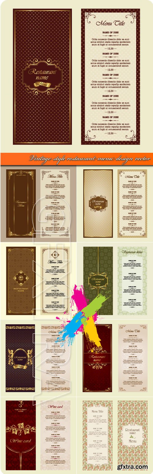 Vintage style restaurant menu design vector