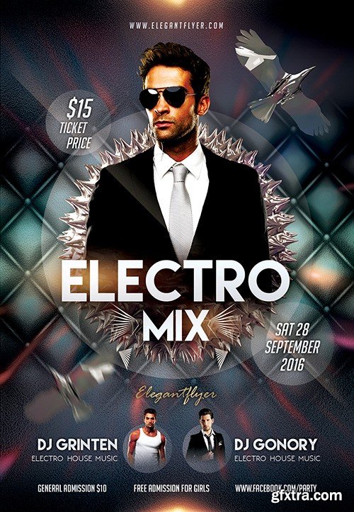 Electro Mix Flyer PSD Template + Facebook Cover