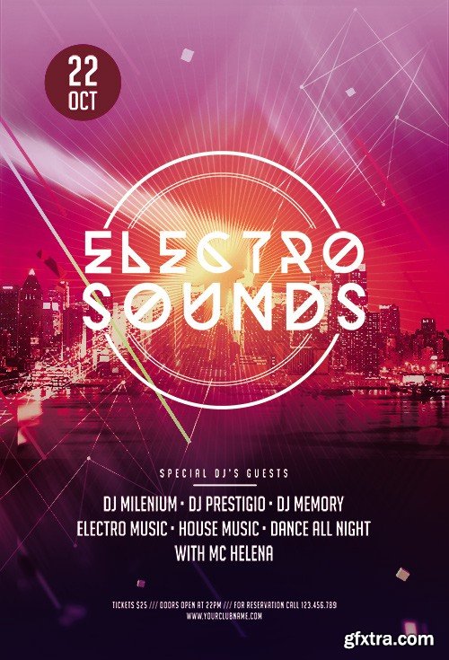 Electro Sound Flyer PSD Template + Facebook Cover