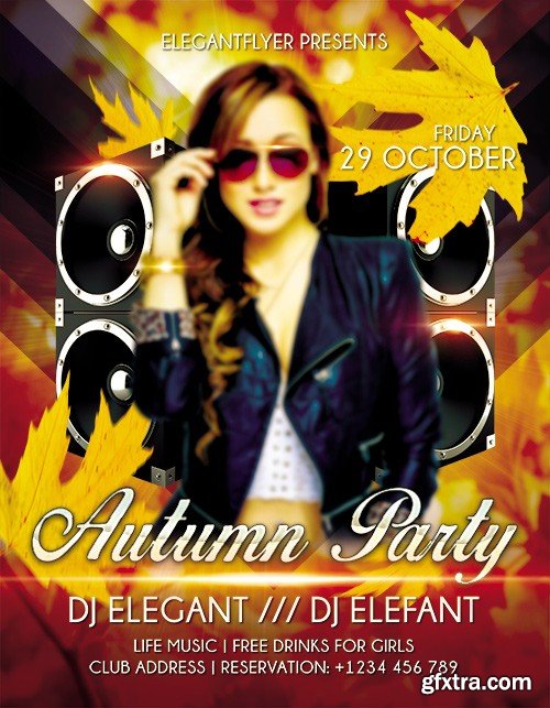 Autumn Party Flyer PSD Template + Facebook Cover