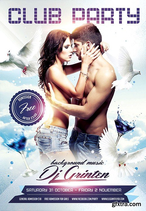 Club Party Flyer PSD Template + Facebook Cover