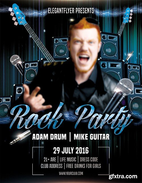 Rock Party Flyer PSD Template + Facebook Cover