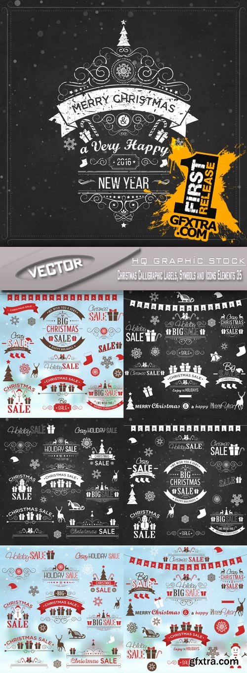 Stock Vector - Christmas Calligraphic Labels, Symbols and Icons Elements 35