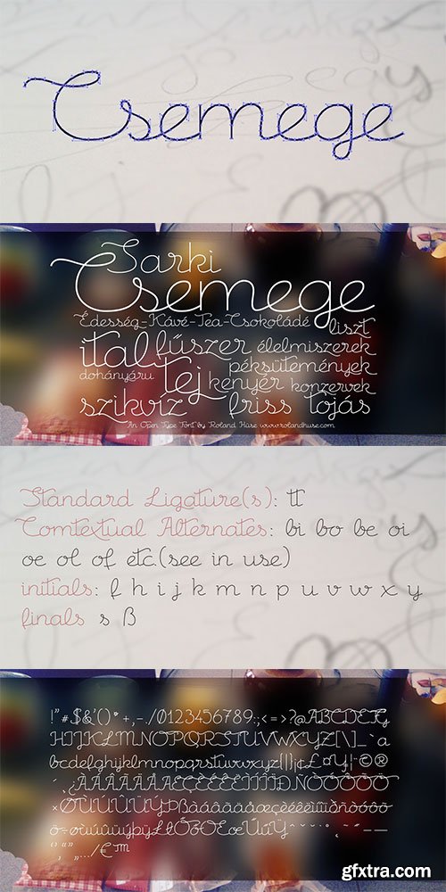 Csemege - Fully Cursive Even Script OTF $19