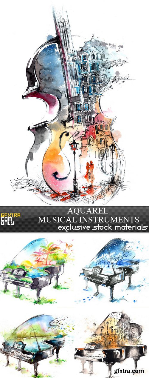 Aquarel musical instruments - 5xEPS